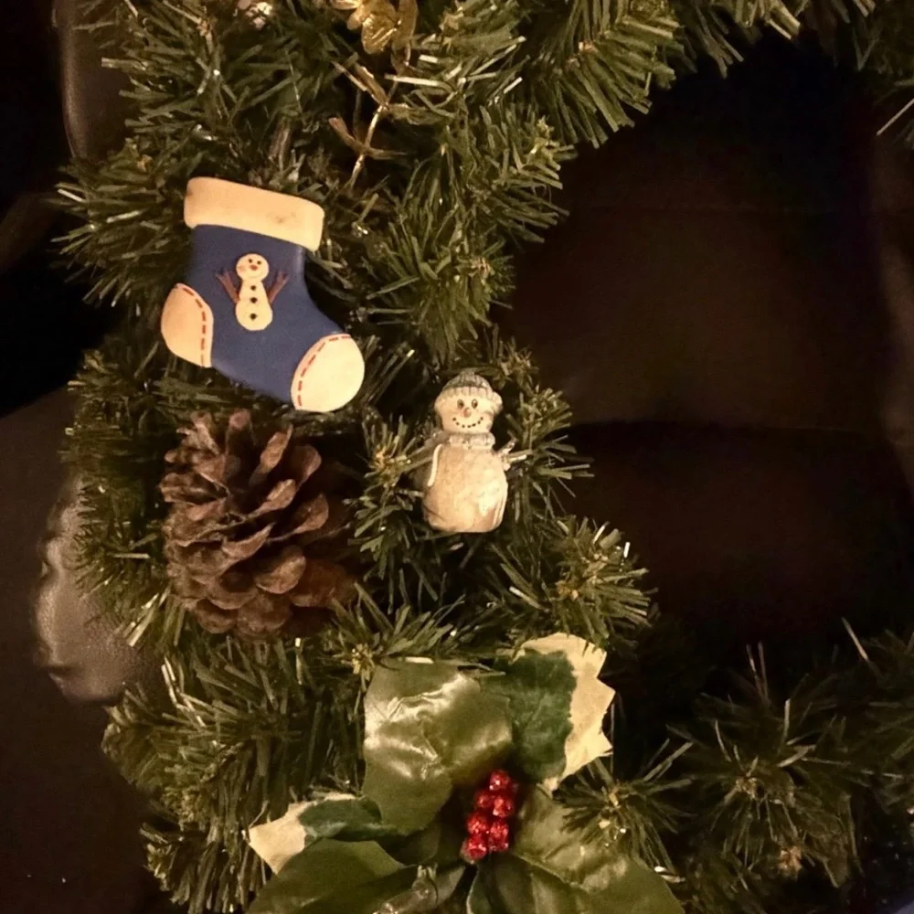 Festive Holiday Wreath with Lights and Ornaments